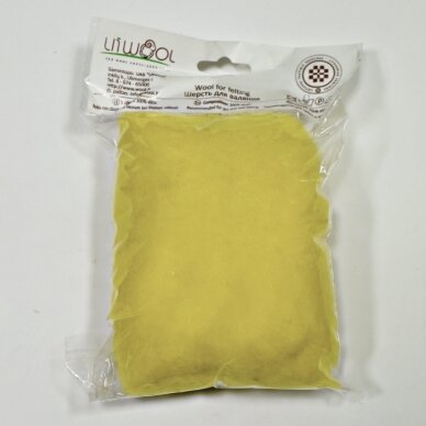 New Zealand carded wool 50g. ± 2,5g. Color - pastel yellow, 27 - 32 mik. (Kopija)