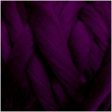 Wool tops 50g. ± 2,5g. Color - aubergine, 26 - 31 mik.