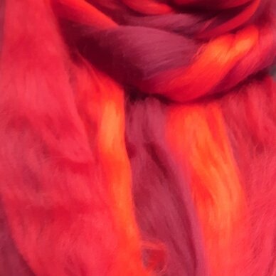 Multicolor Merino tops 50g. ± 2,5g. Colors - red hues, 20,1 - 23 mik.