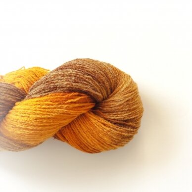 Wool yarn hank 150g. ± 5g. Color - yellow, light yellow, brown. 100% wool. (Kopija)