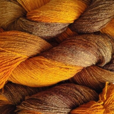 Wool yarn hank 150g. ± 5g. Color - yellow, light yellow, brown. 100% wool. (Kopija)