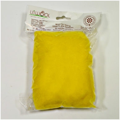New Zealand carded wool 50g. ± 2,5g. Color - yellow, 27 - 32 mik.