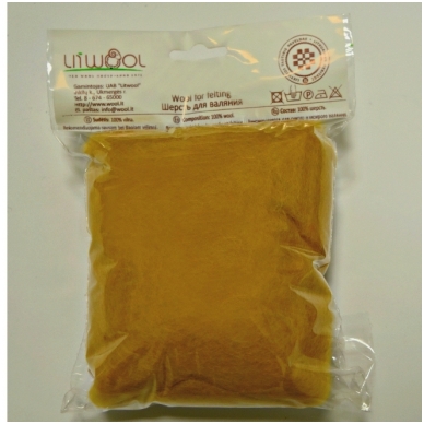 New Zealand carded wool 50g. ± 2,5g. Color - mustard, 27 - 32 mik.