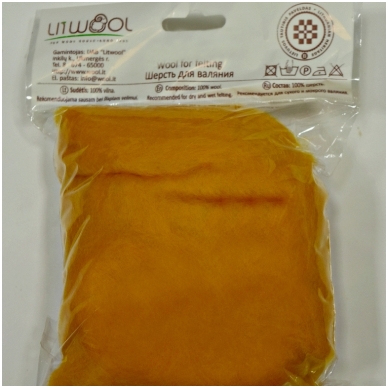 New Zealand carded wool 50g. ± 2,5g. Color - reddish yellow, 27 - 32 mik.