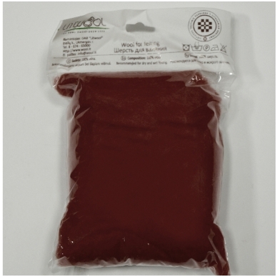 New Zealand carded wool 50g. ± 2,5g. Color - cherry, 27 - 32 mik.