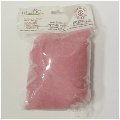 New Zealand carded wool 50g. ± 2,5g. Color - light pink, 27 - 32 mik.