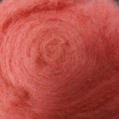 New Zealand carded wool 50g. ± 2,5g. Color - salmon pink, 27 - 32 mik.