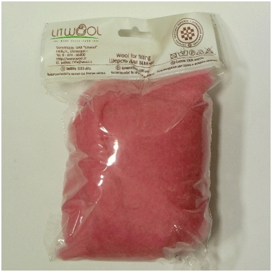 New Zealand carded wool 50g. ± 2,5g. Color - raspberry red, 27 - 32 mik.