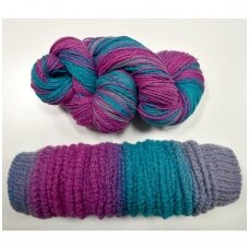 Wool yarn hank 150g. ± 5g. Color - purple / pink / turquoise . 100% wool.  Natural, twisted of two filaments. 100% wool. "Rainbow" yarn changes color every 5-10 meters.