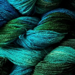 Wool yarn hank 150g. ± 5g. Color - light blue, green. 100% wool.