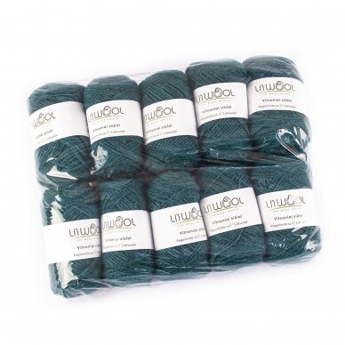 Wool yarn balls 10 balls of 100g. ± 5g. Color - green. 100% wool.