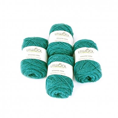 Wool yarn balls 10 balls of 100g. ± 5g. Color - dark green. 100% wool.