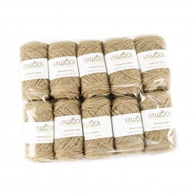Wool yarn balls 10 balls of 100g. ± 5g. Color - sand. 100% wool.