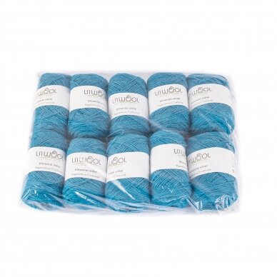 Wool yarn balls 10 balls of 100g. ± 5g Color - turquoise. 100% wool.