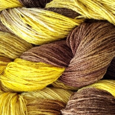 Wool yarn hank 150g. ± 5g. Color - yellow, light yellow, brown. 100% wool.
